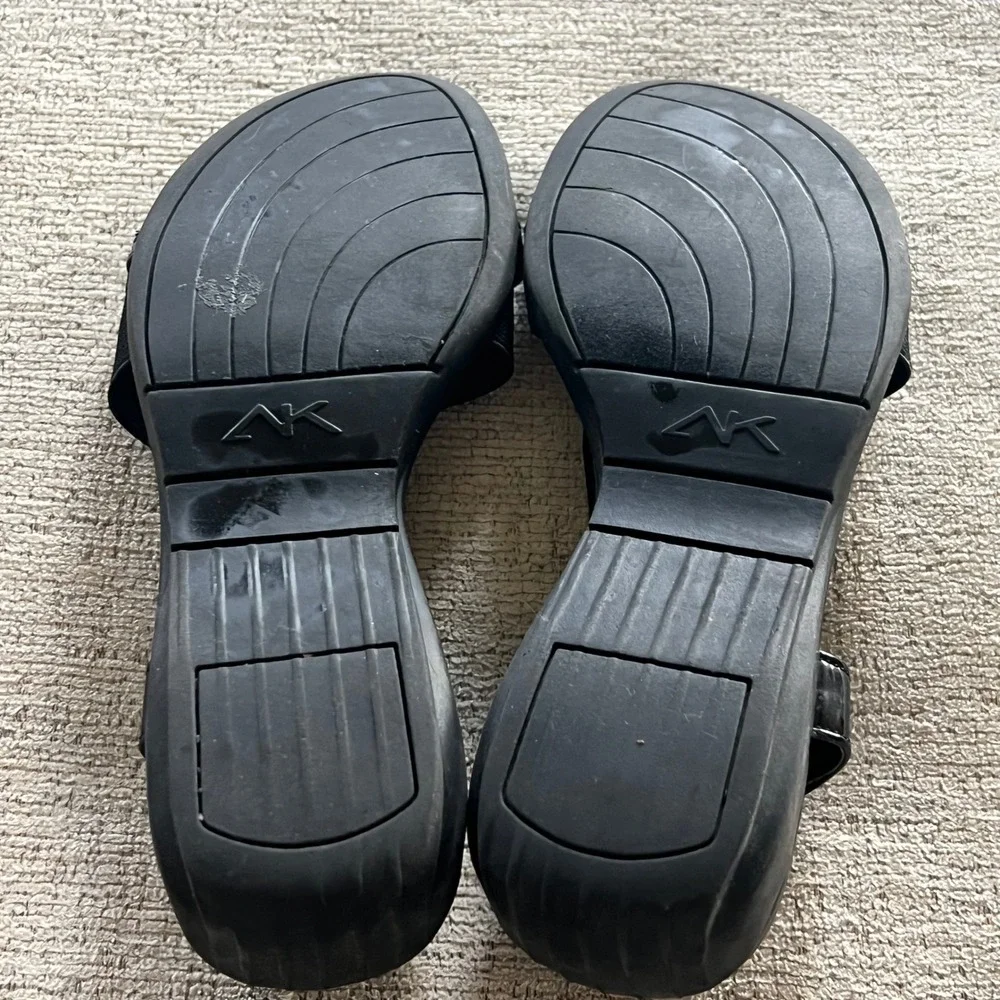Anne Klein Sport‎ Kindheart Black Elastic Wedge Slingback Sandals Womens 8.5 M
